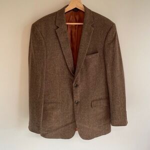 Joseph A Bank Mens 41L Brown Tweed Wool Blend Slim Fit Blazer Sport Coat Dapper